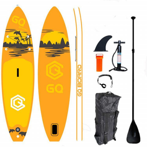 Сапборд GQ DP (335*81*15) оранжевый дельфины и горы, код 78927